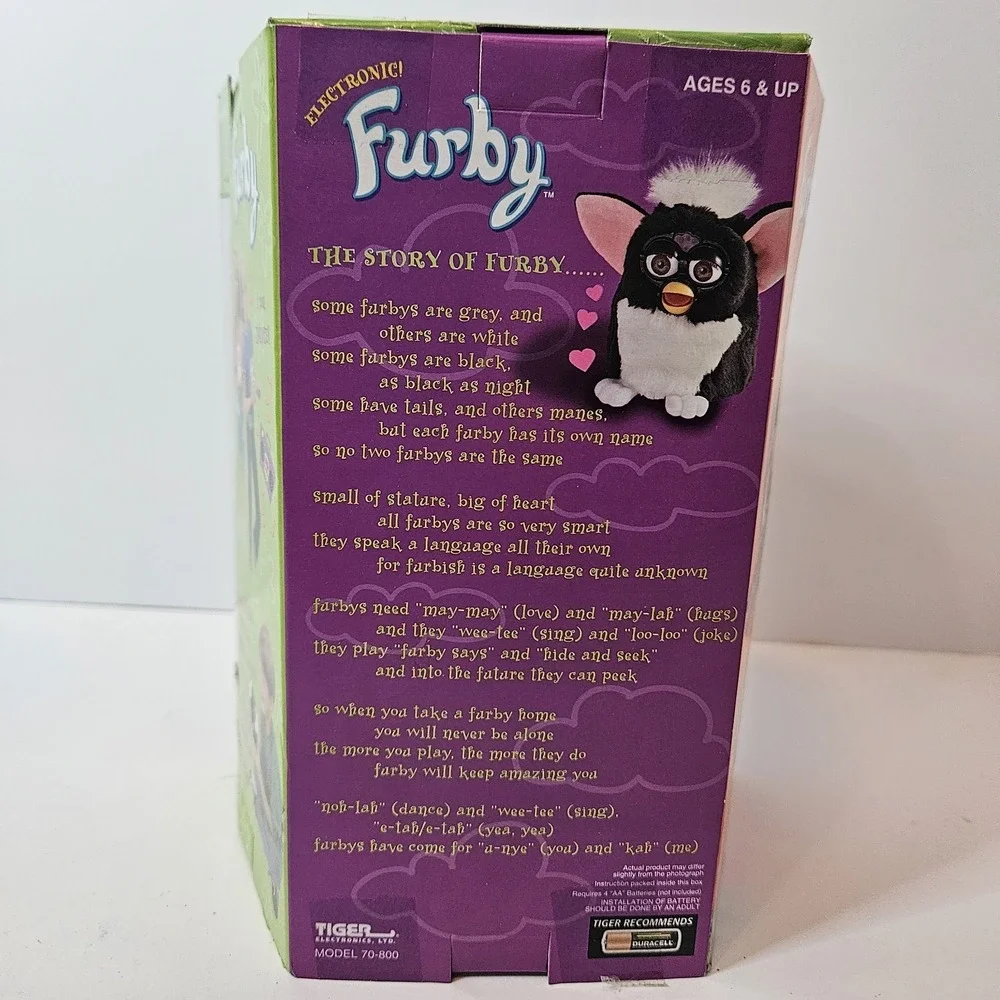 1998 VINTAGE FURBY Snow Leopard Grey-Pink with BLUE Eyes NEW and SEALED Tiger Co